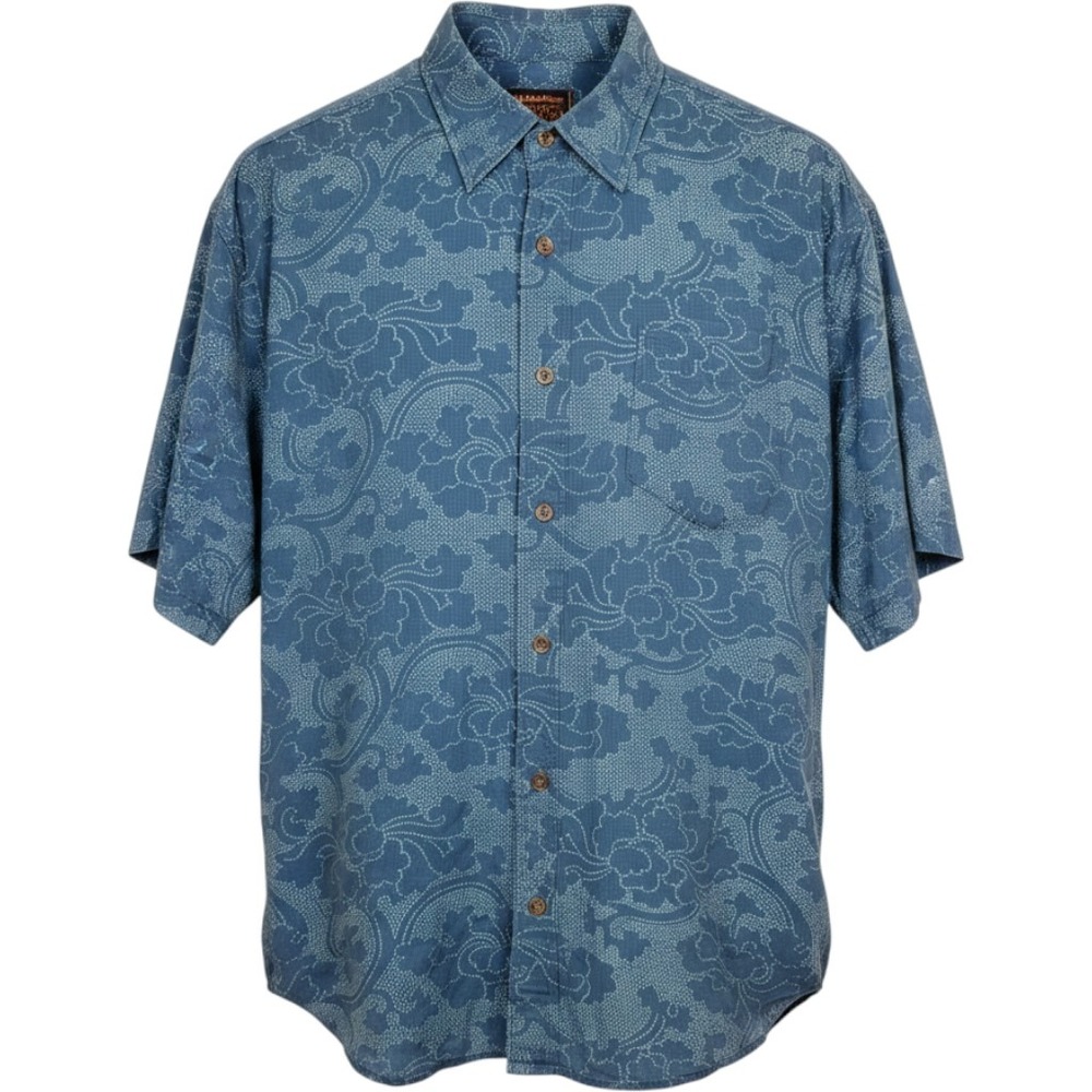Reyn Spooner Button Down Shirt Mens XL Blue Floral Paisley Summer Resort